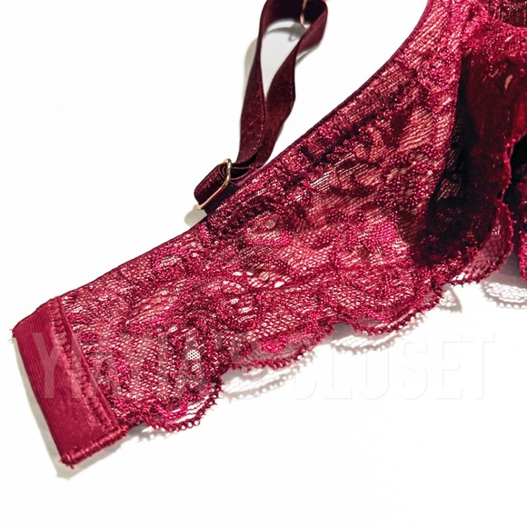 Le Mystere 40C Sophia 2435 Floral Lace Shimmer Underwire Padded Bra in Merlot - Picture 10 of 15